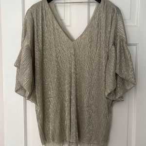 Worn once! Beautiful silver flowy top
